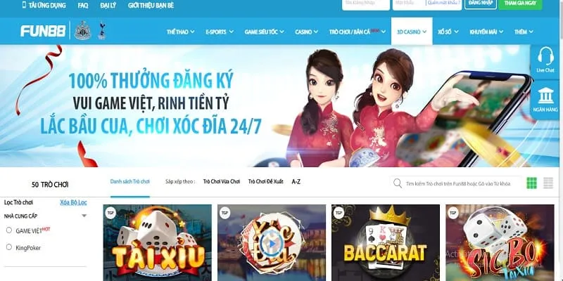 Fun88 casino là một trong những nhà cái nổi tiếng hiện nay