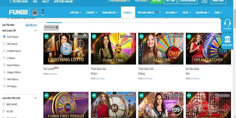 Tốc độ đường truyền tại Fun88 casino cực mạnh mẽ