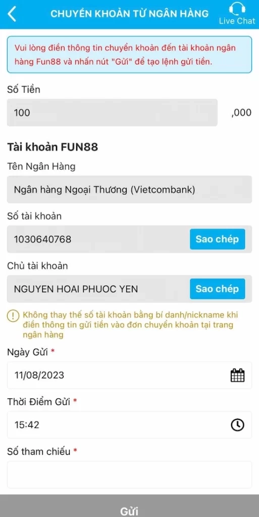 Nạp Tiền Fun88 Bằng Ngân Hàng Địa Phương